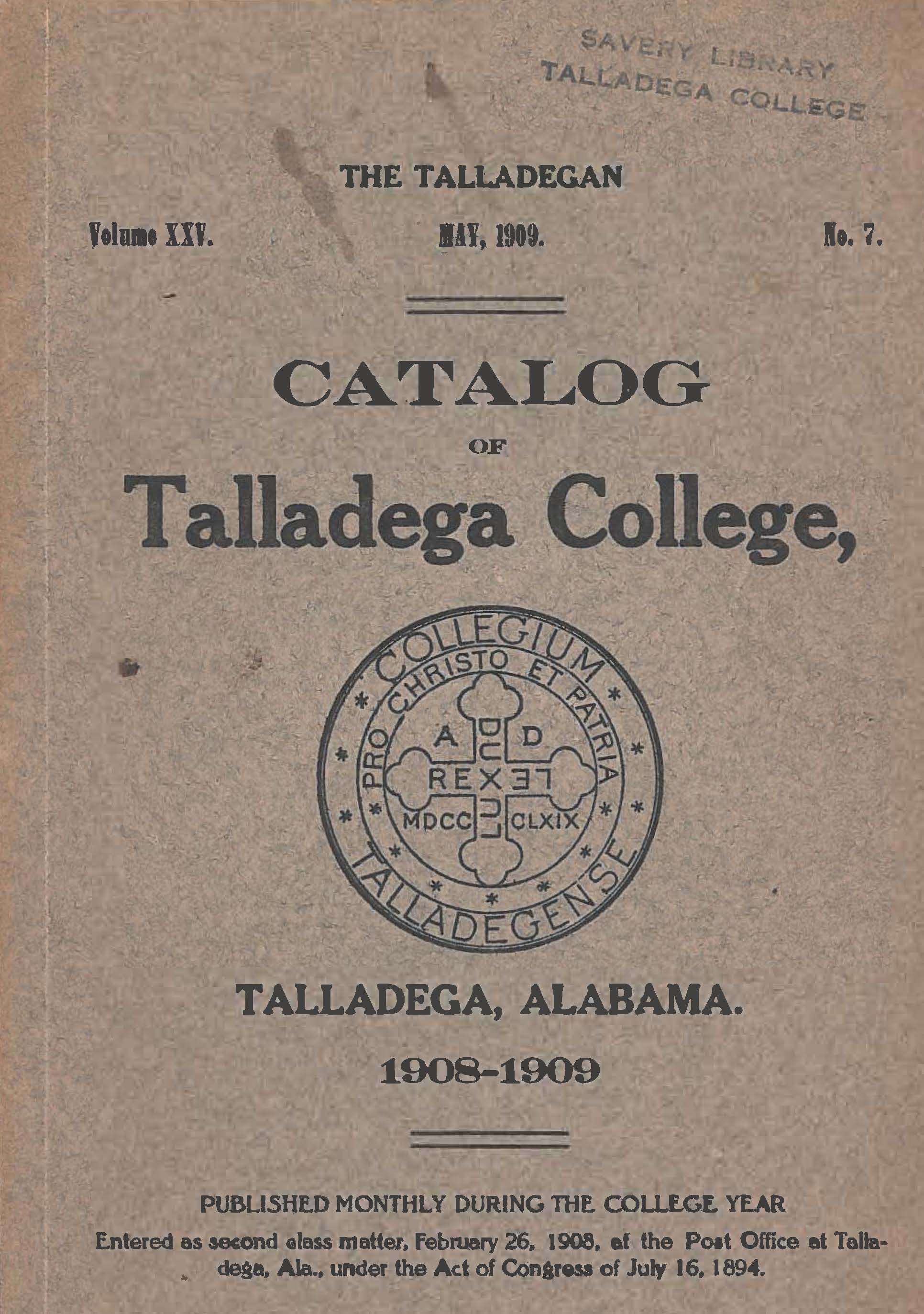 Talladega College Catalog 1908-1909