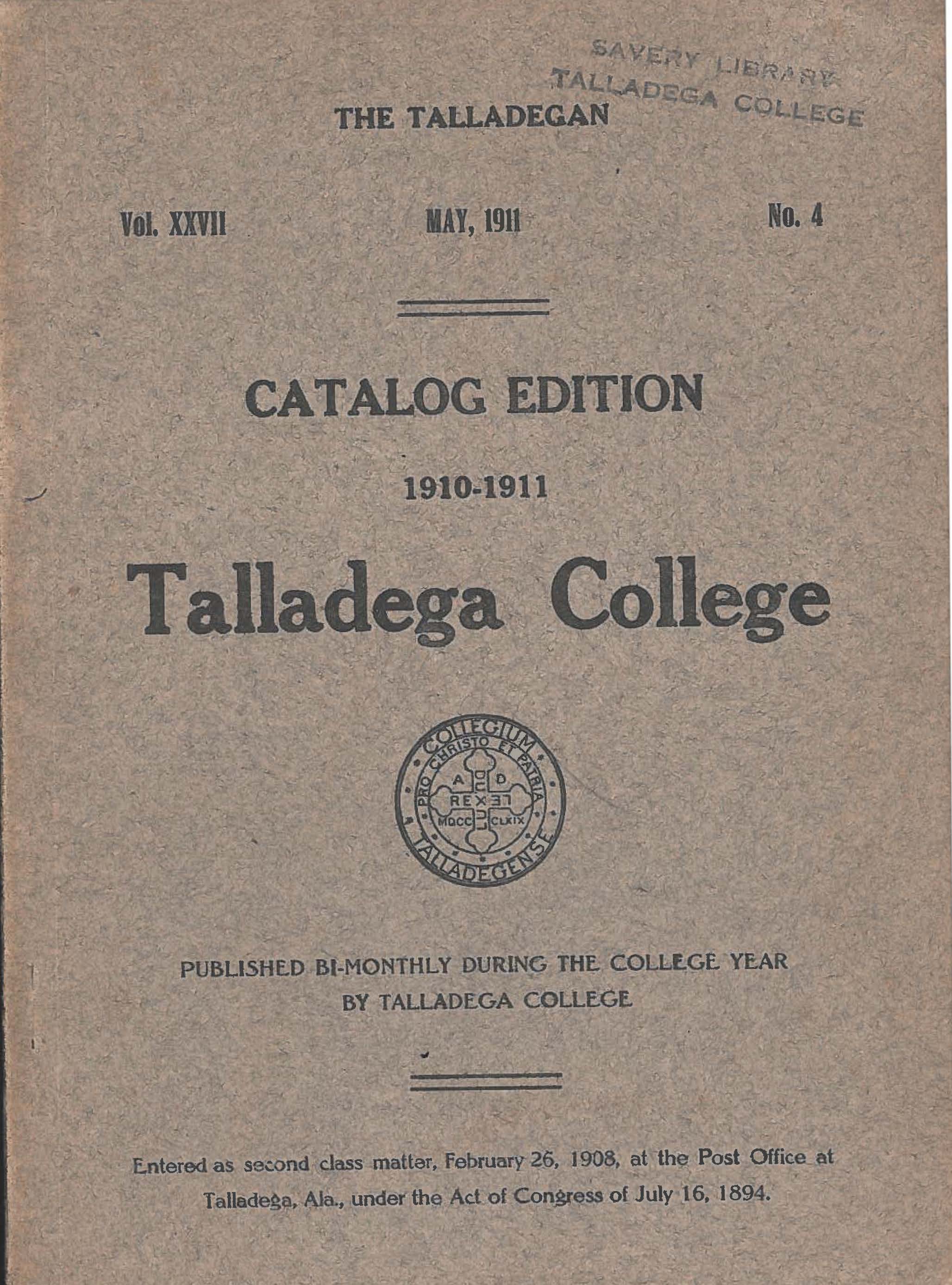 Talladega College Catalog 1910-1911