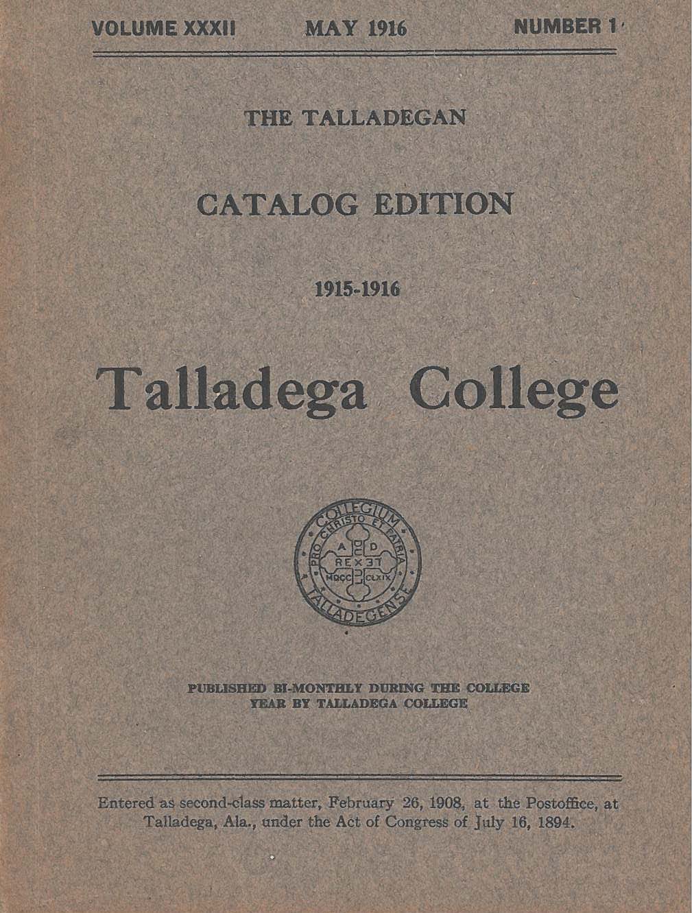 Talladega College Catalog 1915-1916