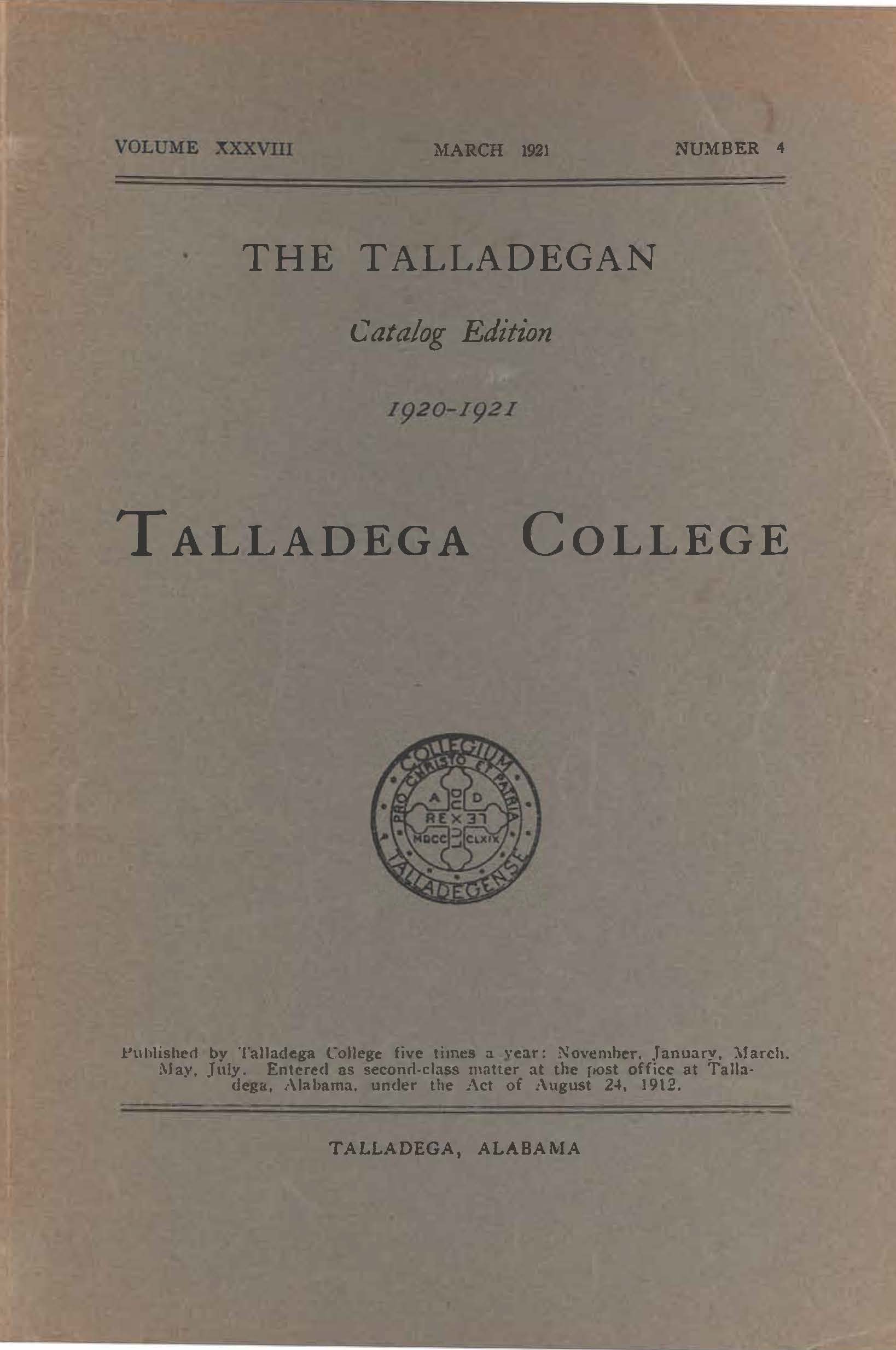 Talladega College Catalog 1920-1921