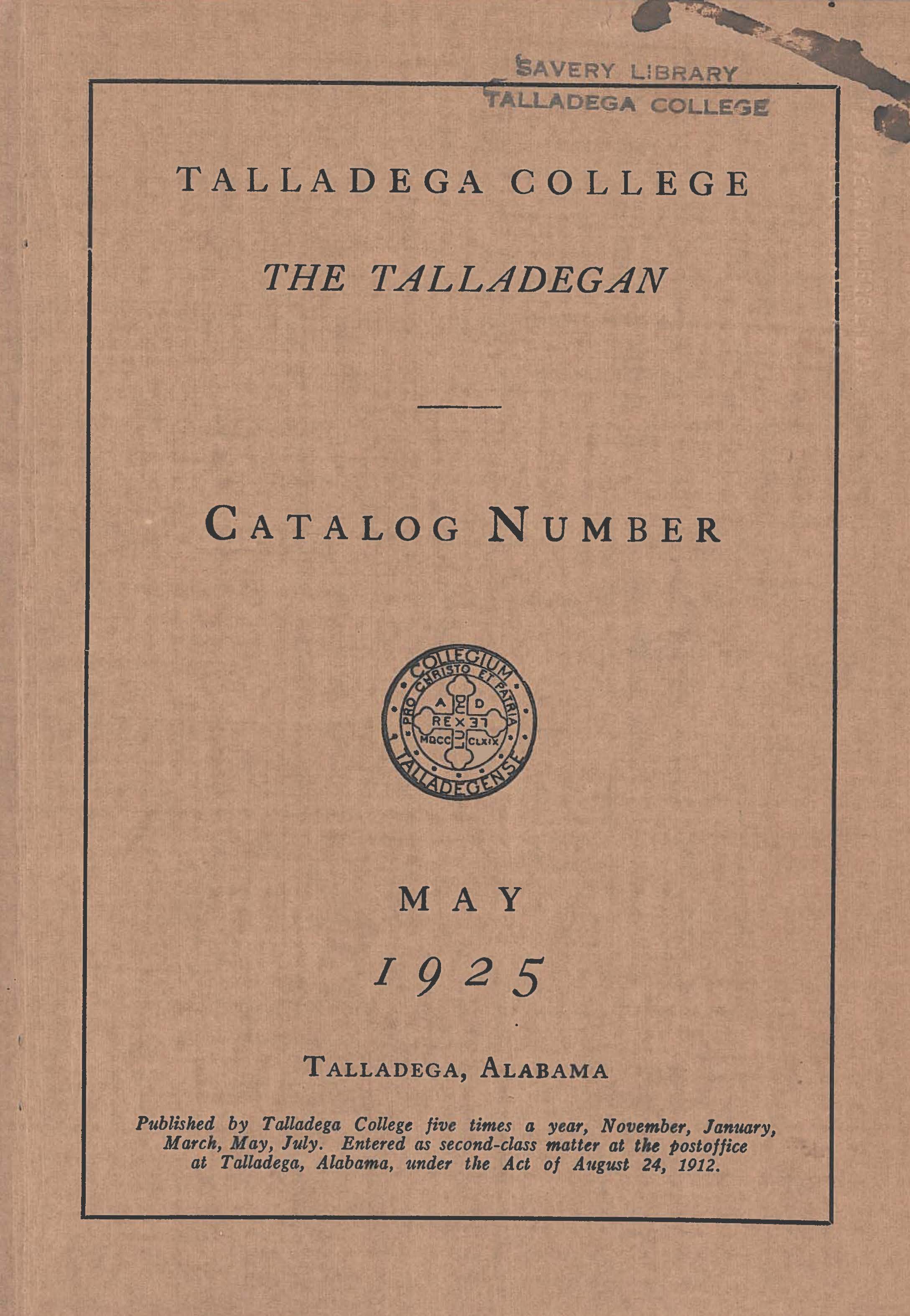 Talladega College Catalog 1925