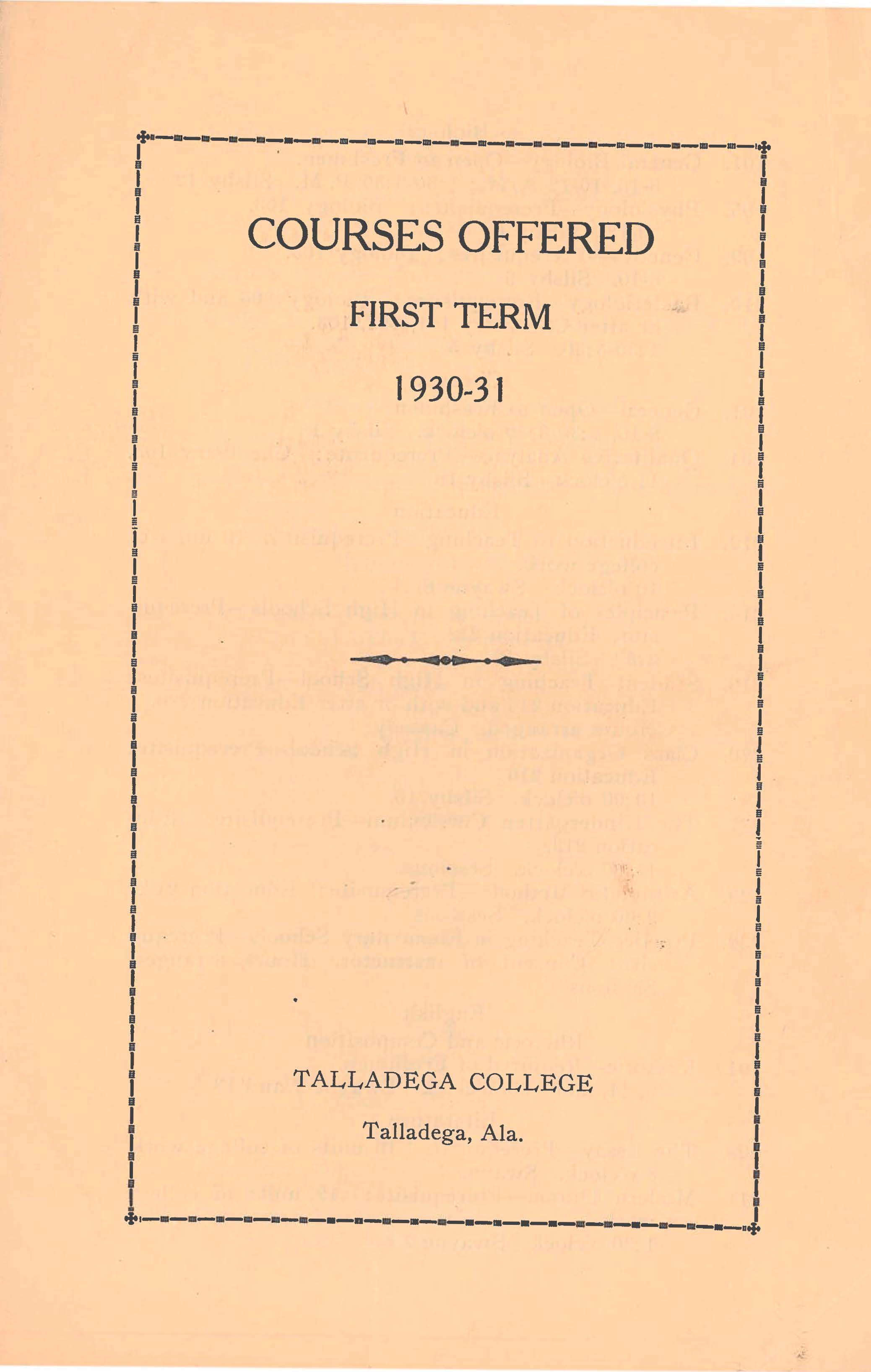 Talladega College Catalog 1930-1931