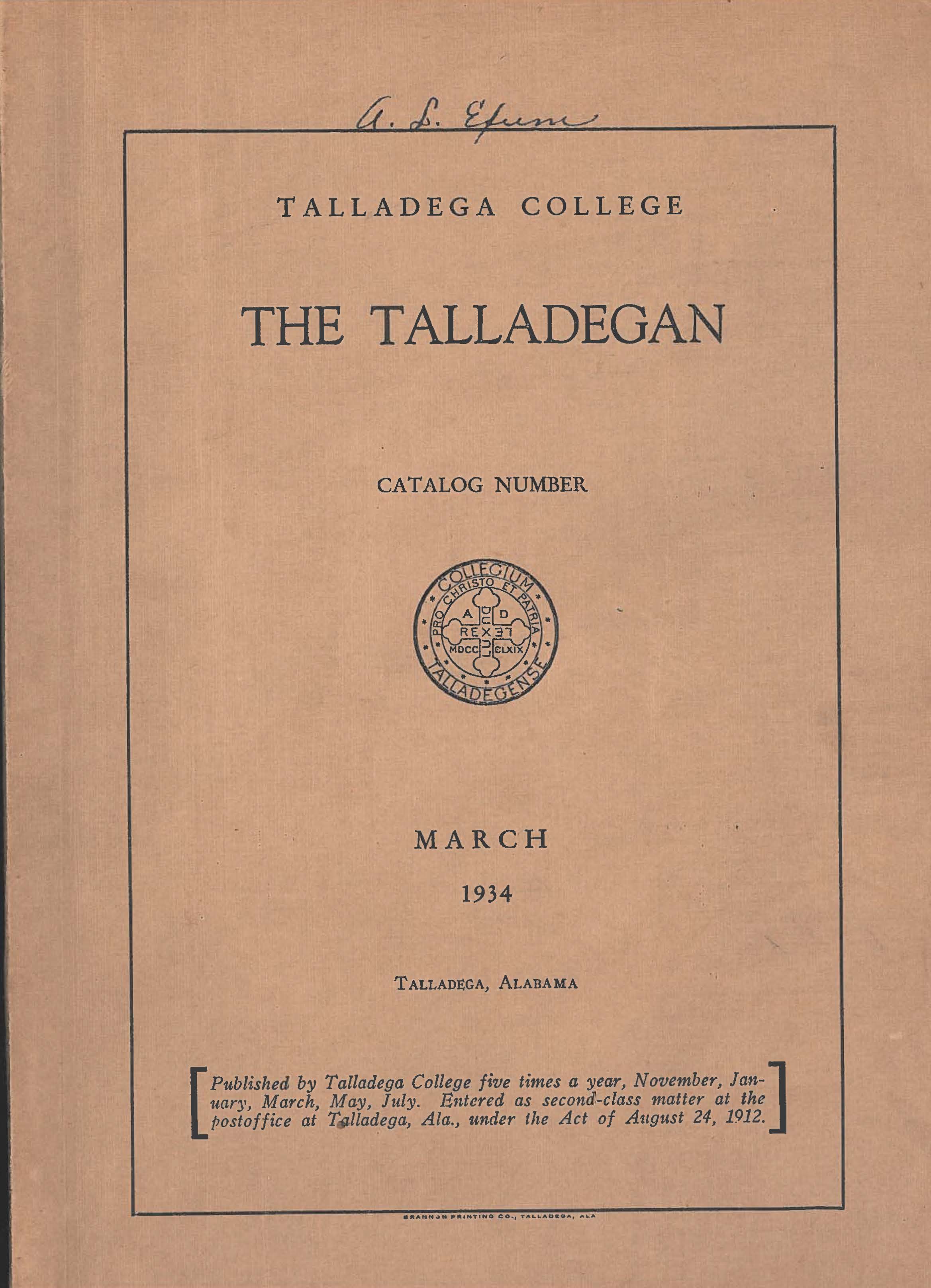Talladega College Catalog 1934