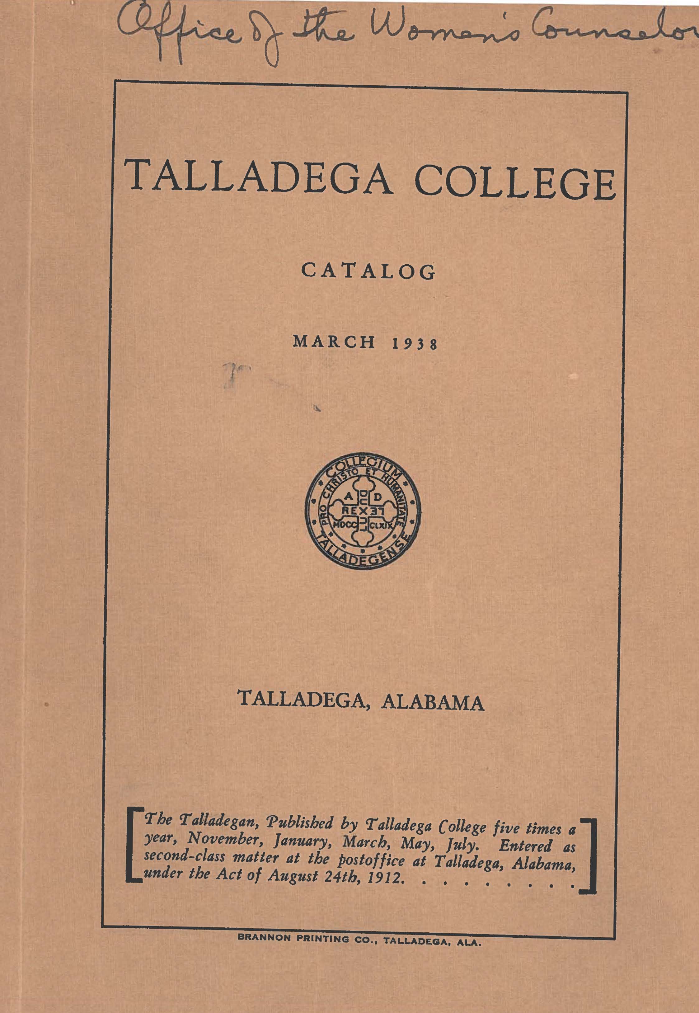 Talladega College Catalog 1938