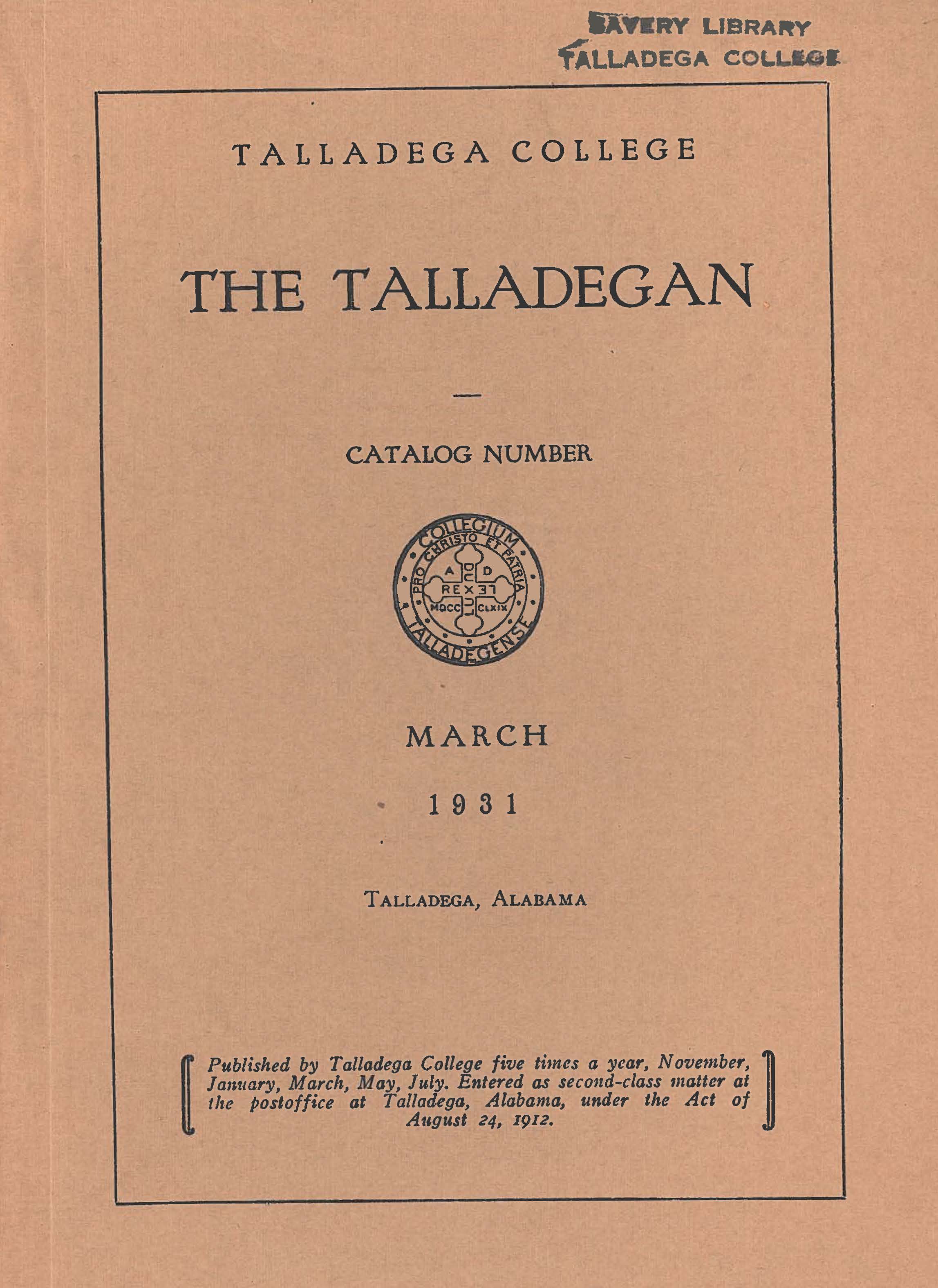 Talladega College Catalog 1931